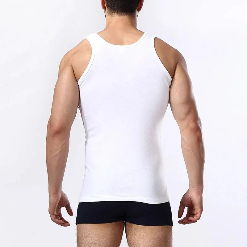 Cotton vest multi-pack white front view