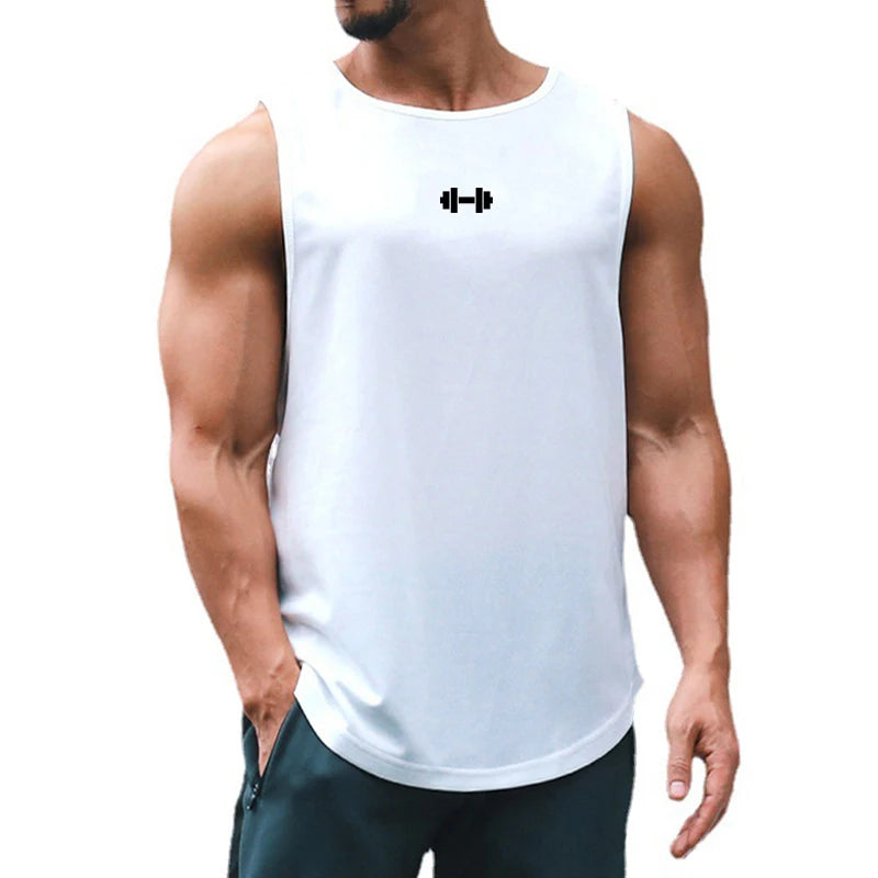Quick-dry gym tank top front view gray