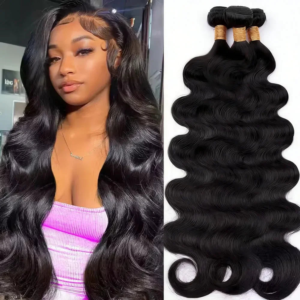 Body wave virgin hair bundles worn styled