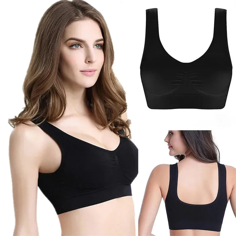 Women's seamless striped sports bra side view