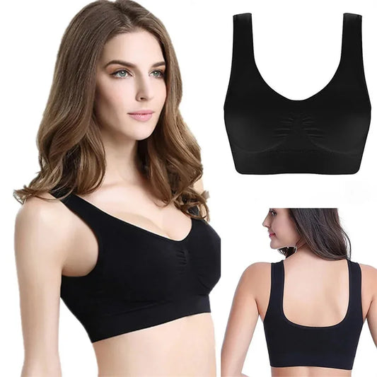 Women's seamless striped sports bra side view