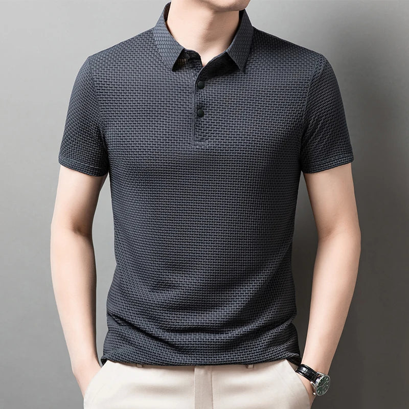 Bone print polo shirt front view green