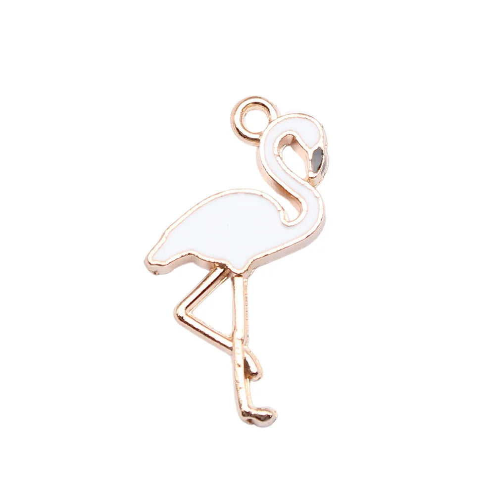 Enamel flamingo charms full pack view