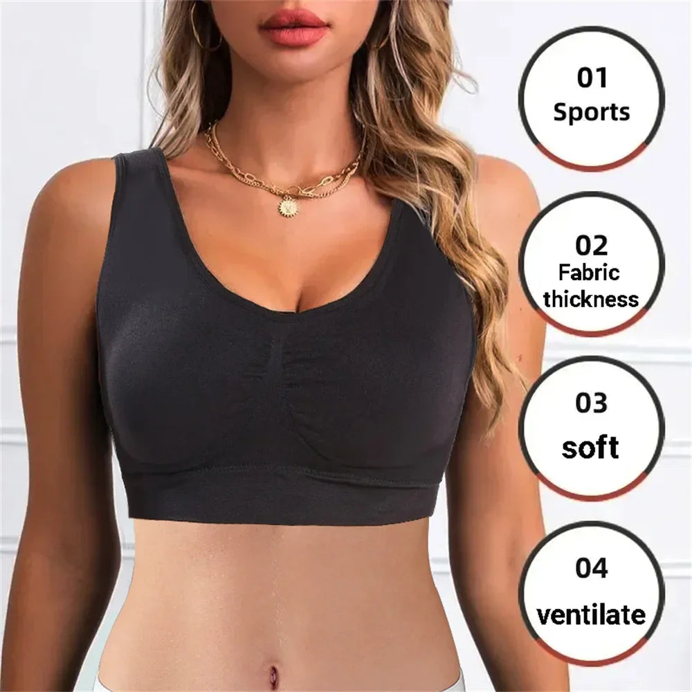 Women's seamless striped sports bra side view