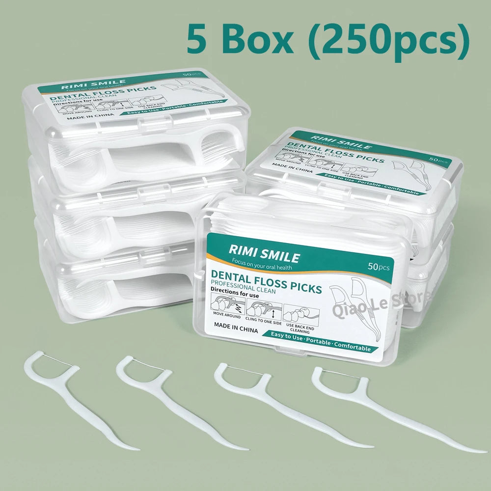 Disposable dental floss sticks box view