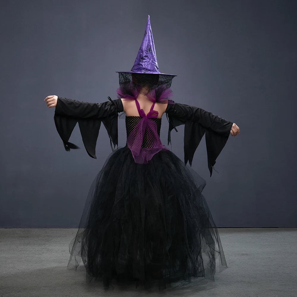 Girls Witch Halloween Costume – Spooky 3-Piece Dress Set