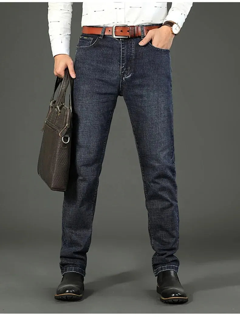 Stretch straight jeans front view sky blue