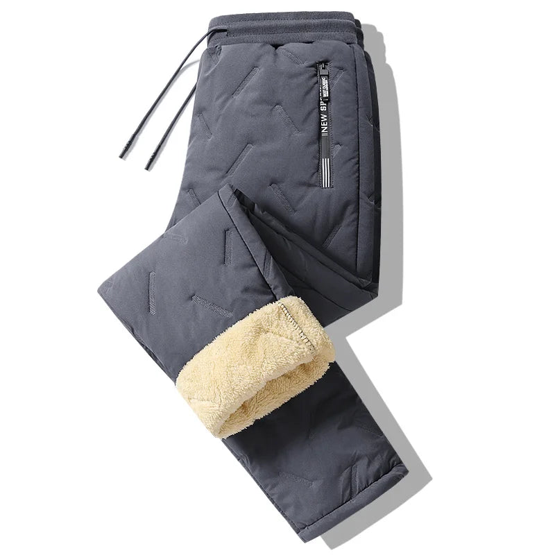 Thermal fleece sweatpants front view black