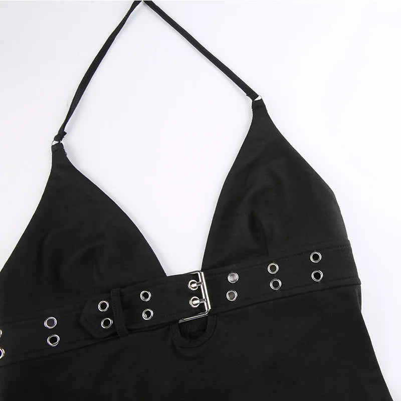 Bandage lace-up crop top backless view