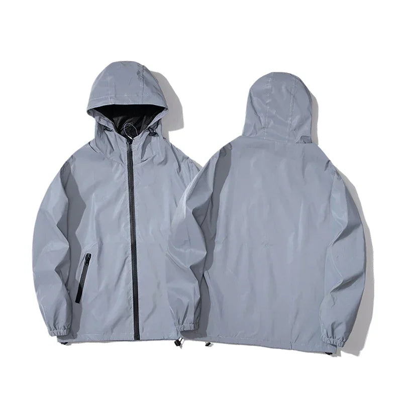 Reflective luminous jacket front view gray