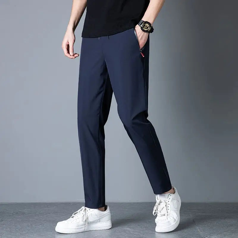 Slim fit jogger pants front view grey