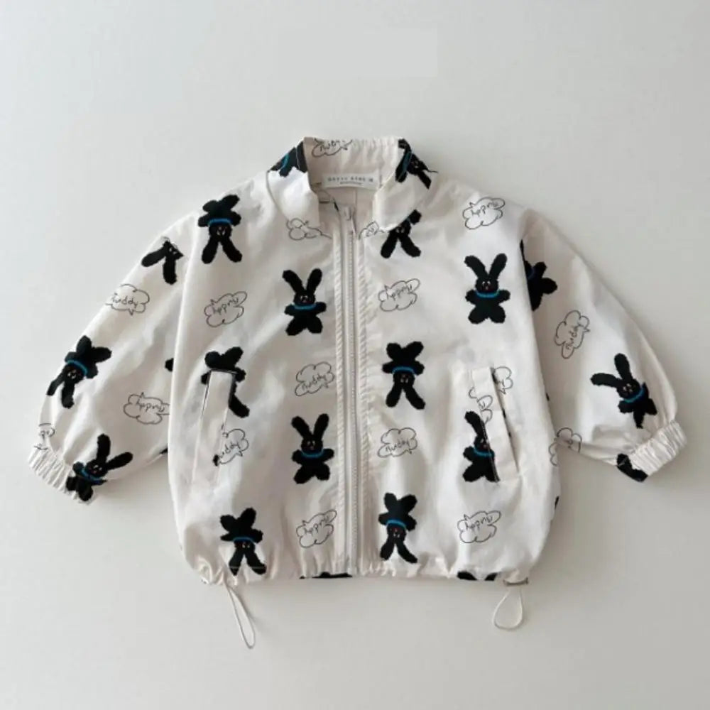 Baby cartoon print sun jacket worn by child