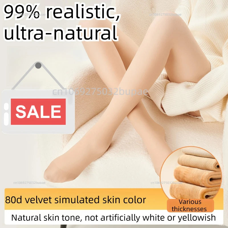 Fleece lined thermal tights black front view