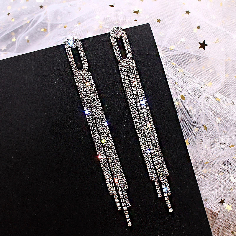 Crystal tassel drop earrings style variety display