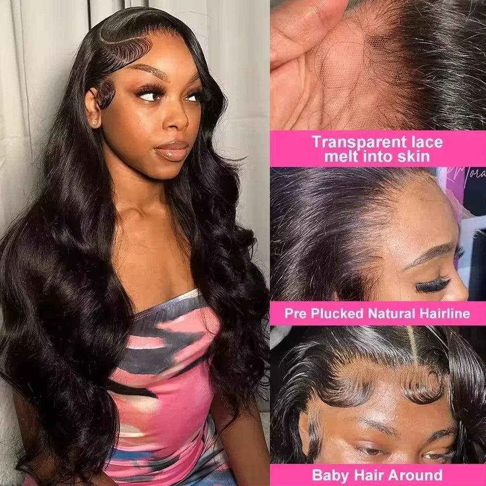 Raw Peruvian body wave HD lace front wig with full flowing hair