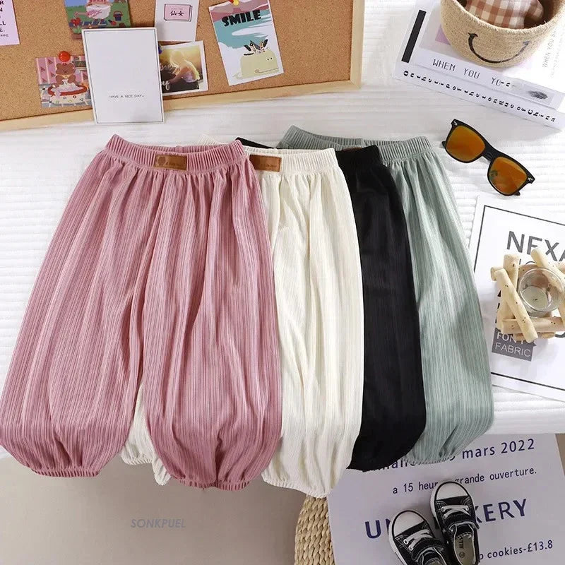 Kids breathable summer pants waistband detail