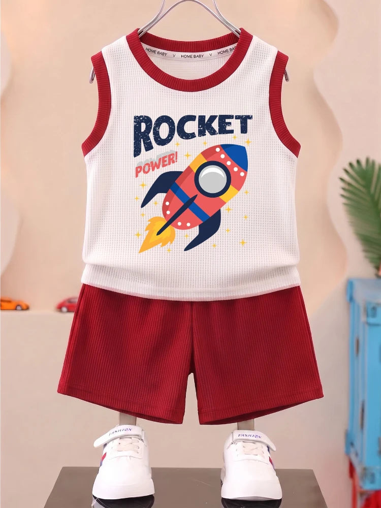 Boys vest & shorts set worn by child
