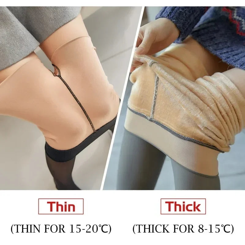 Fleece Lined Thermal Tights Women's Warm Winter Pantyhose