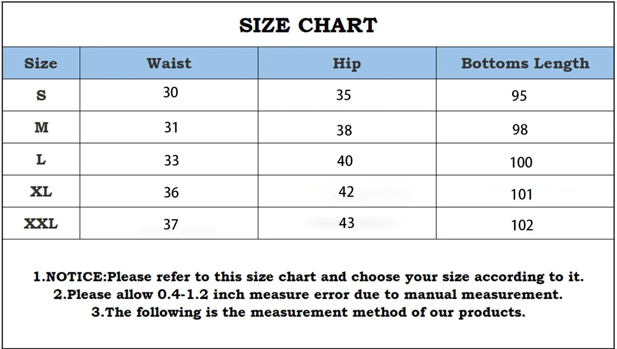 V-back waist leggings size chart measurements