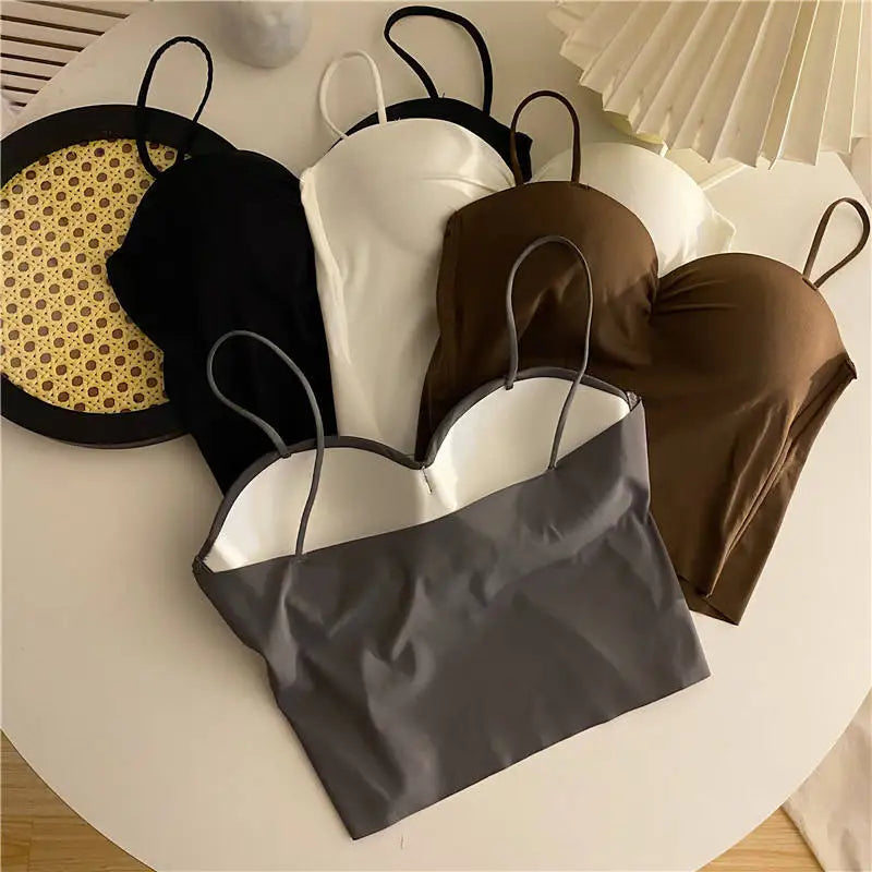 Seamless Yoga Bra Tank | Fixed Chest Pad Brown
