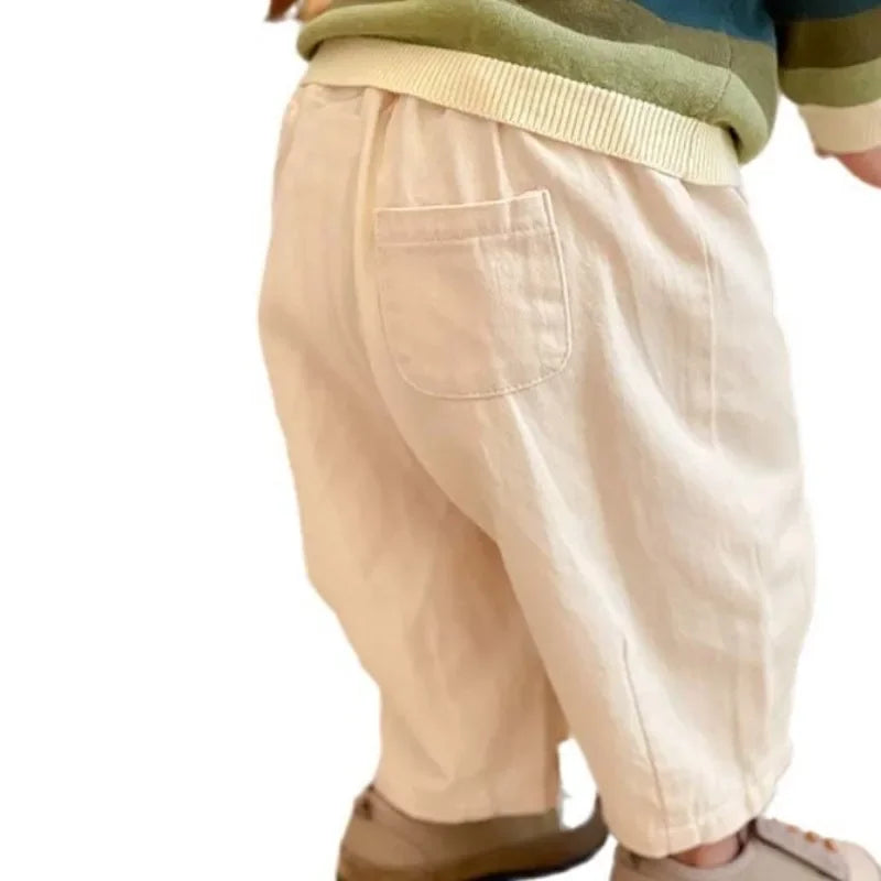 Kids casual ankle pants side pocket  