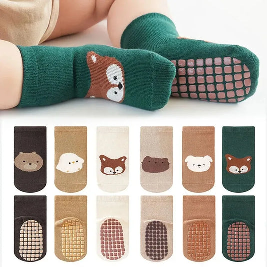 Kids non-slip socks worn on child feet