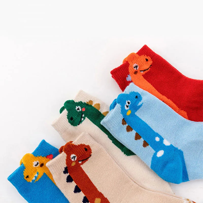 Kids dinosaur socks pack front view