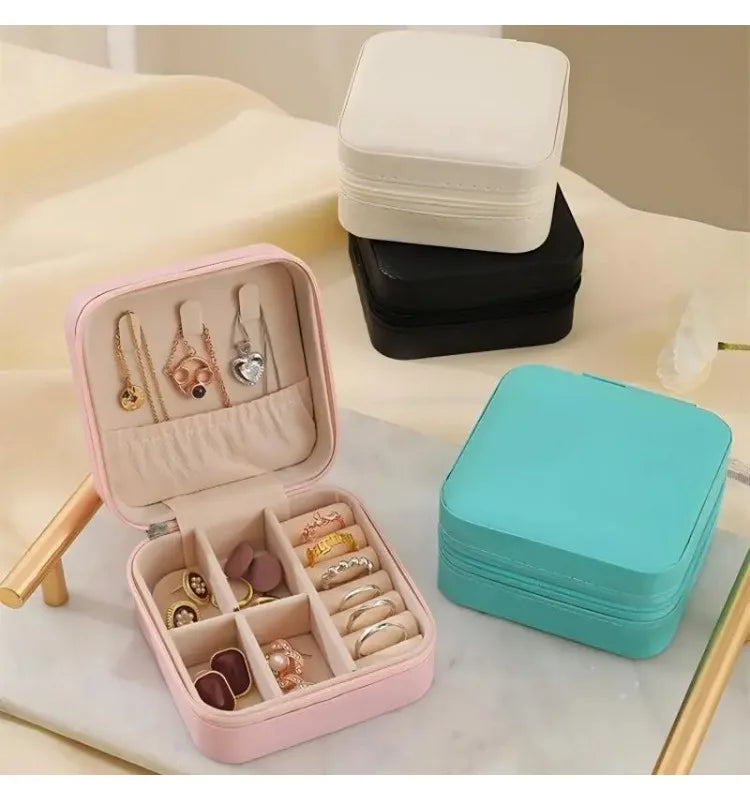 Travel jewelry organizer case interior compartments