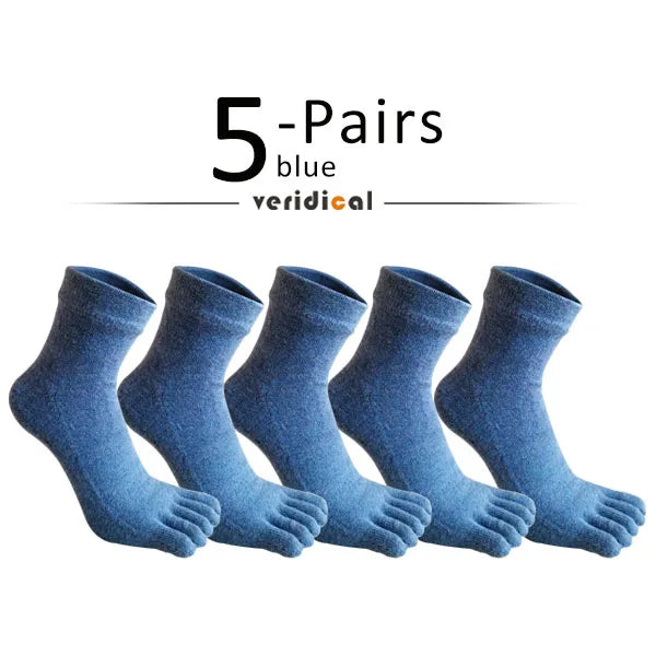 Wool toe socks worn on feet