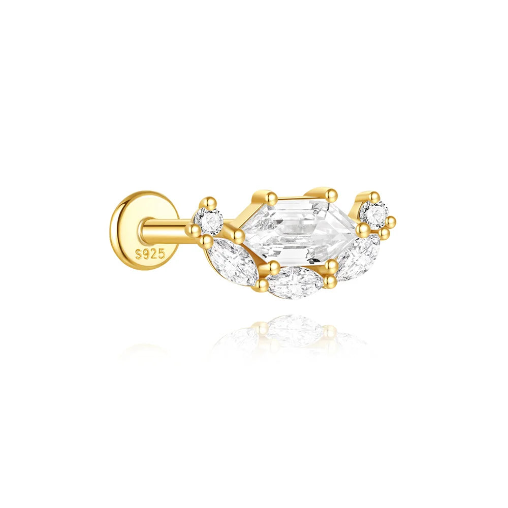 Moonstone geometric stud earrings gold-plated finish