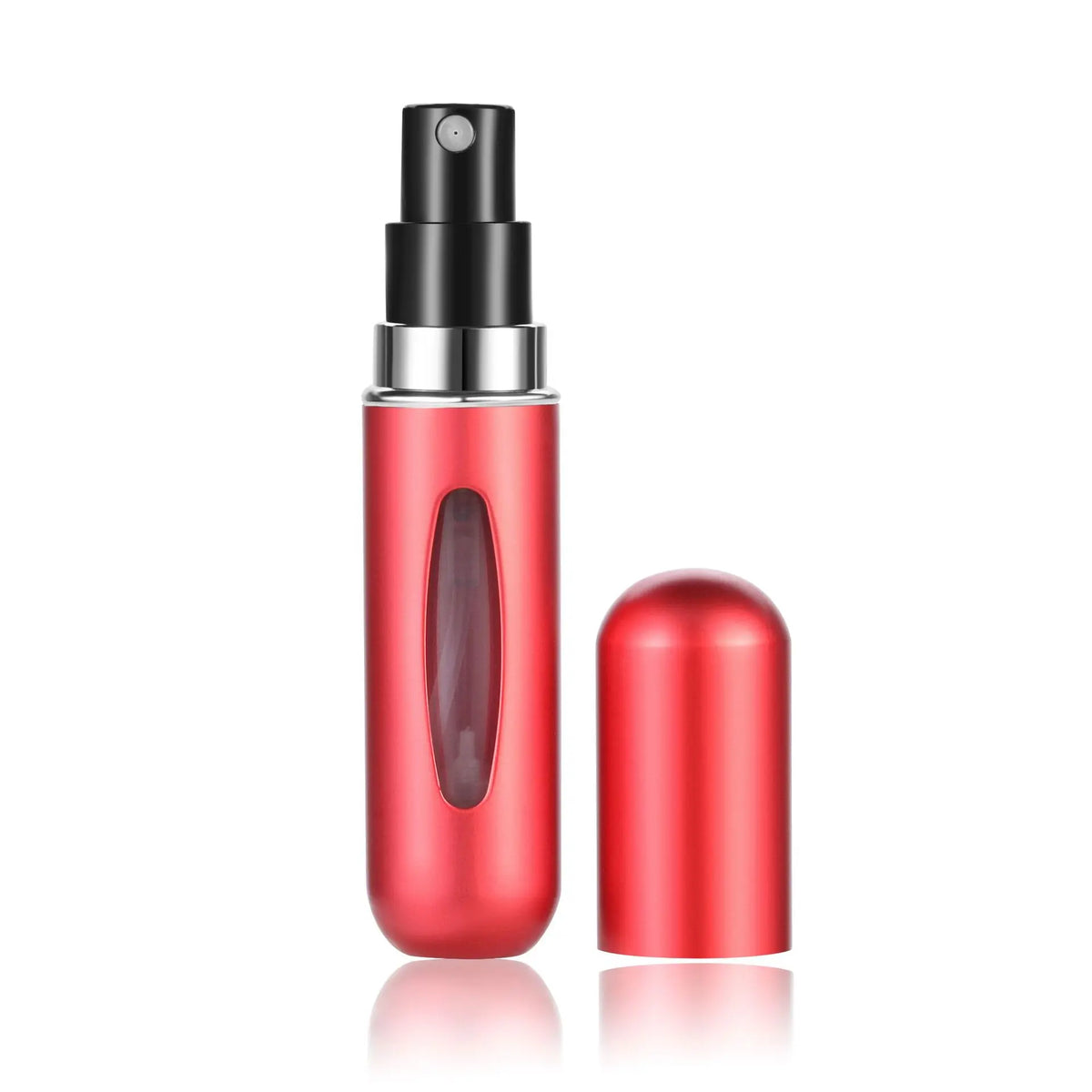 Mini travel perfume atomizer worn in use