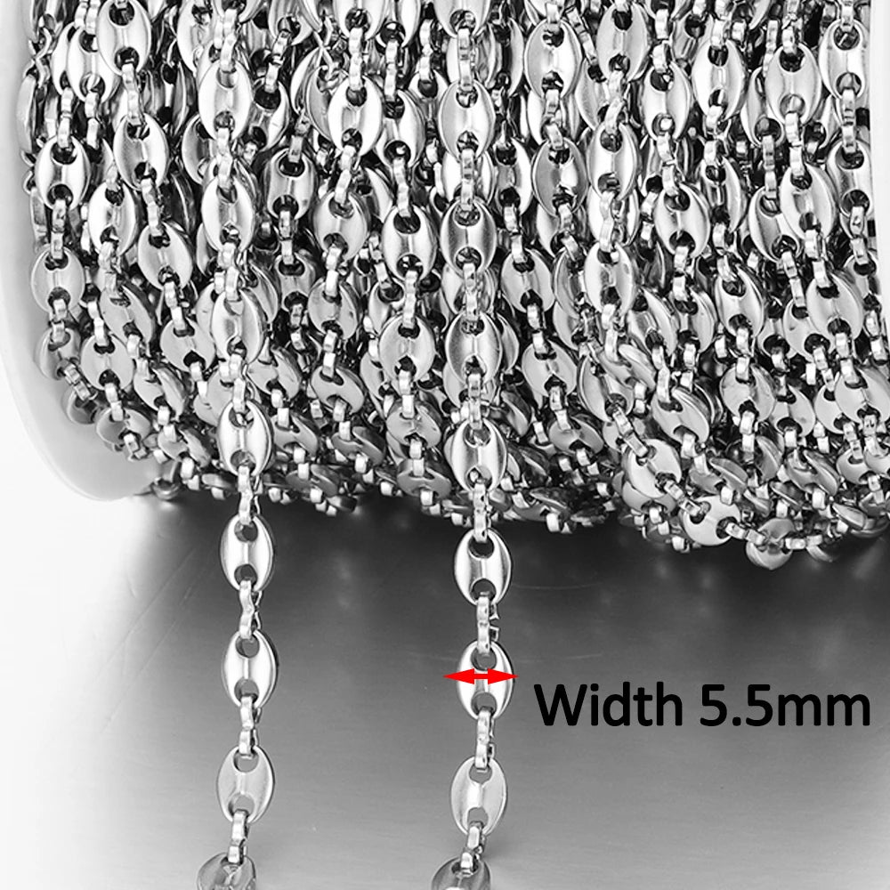 Stainless steel chain by the meter curb link style
