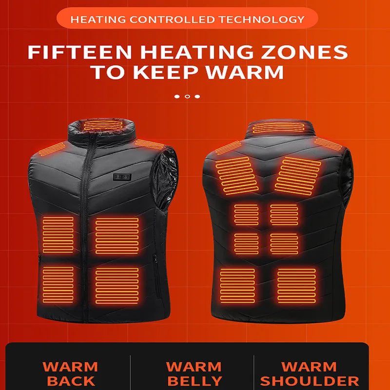 USB heated jacket front view black