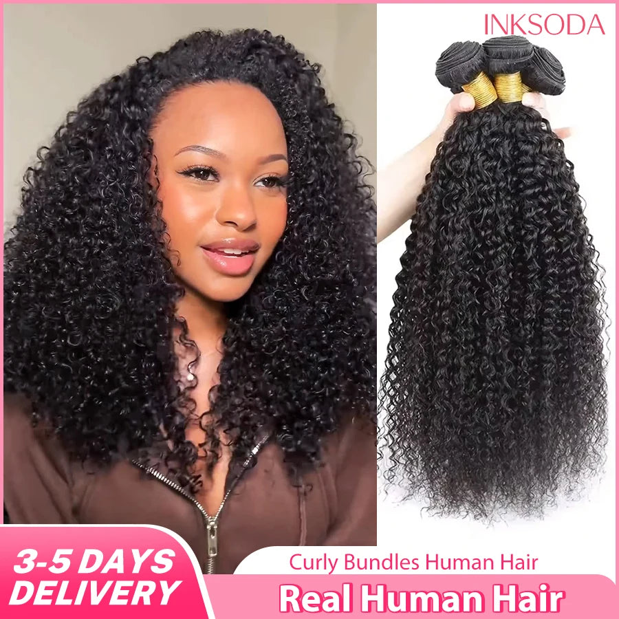 Jerry curly human hair bundles worn styled