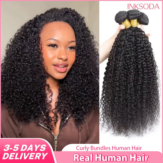 Jerry curly human hair bundles worn styled