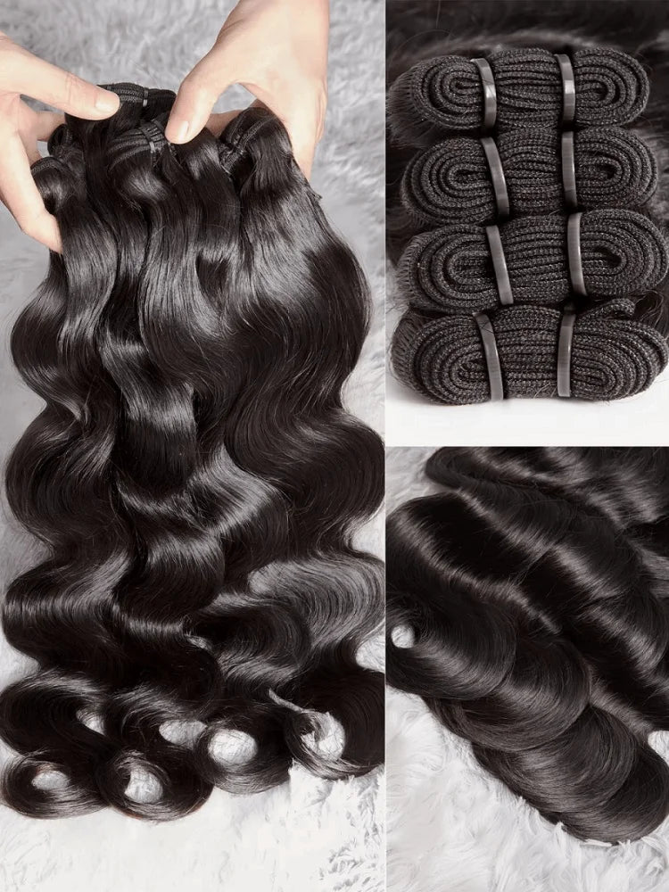 Body wave virgin hair bundles worn styled