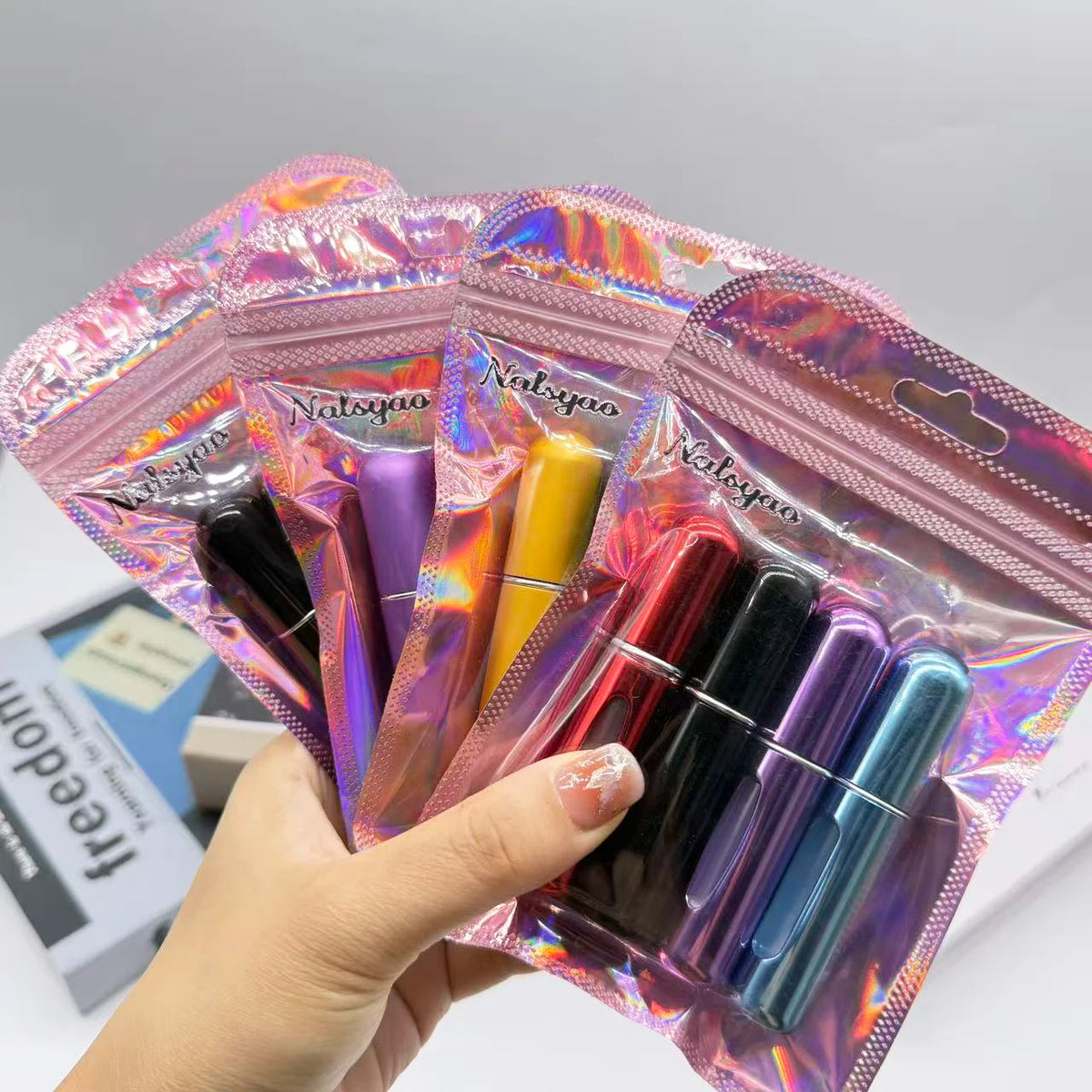 Refillable perfume atomizer 4-pack full set view