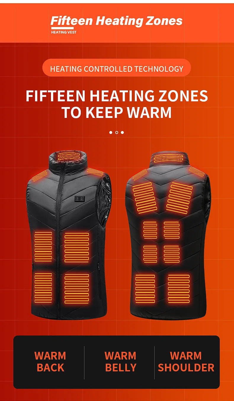 USB heated jacket front view black
