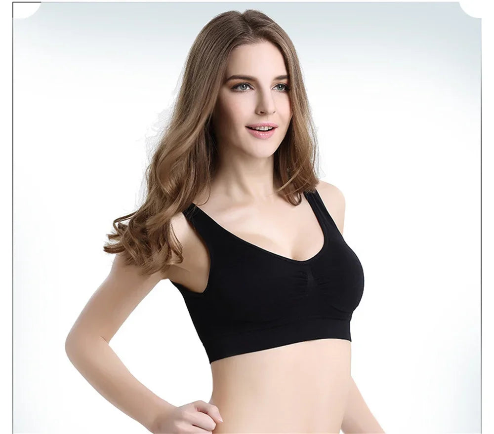 Women's seamless striped sports bra side view