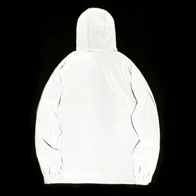 Reflective luminous jacket front view gray