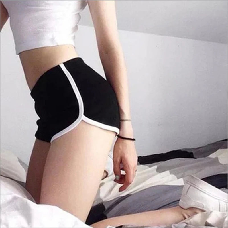 Skinny sports shorts navy blue side view