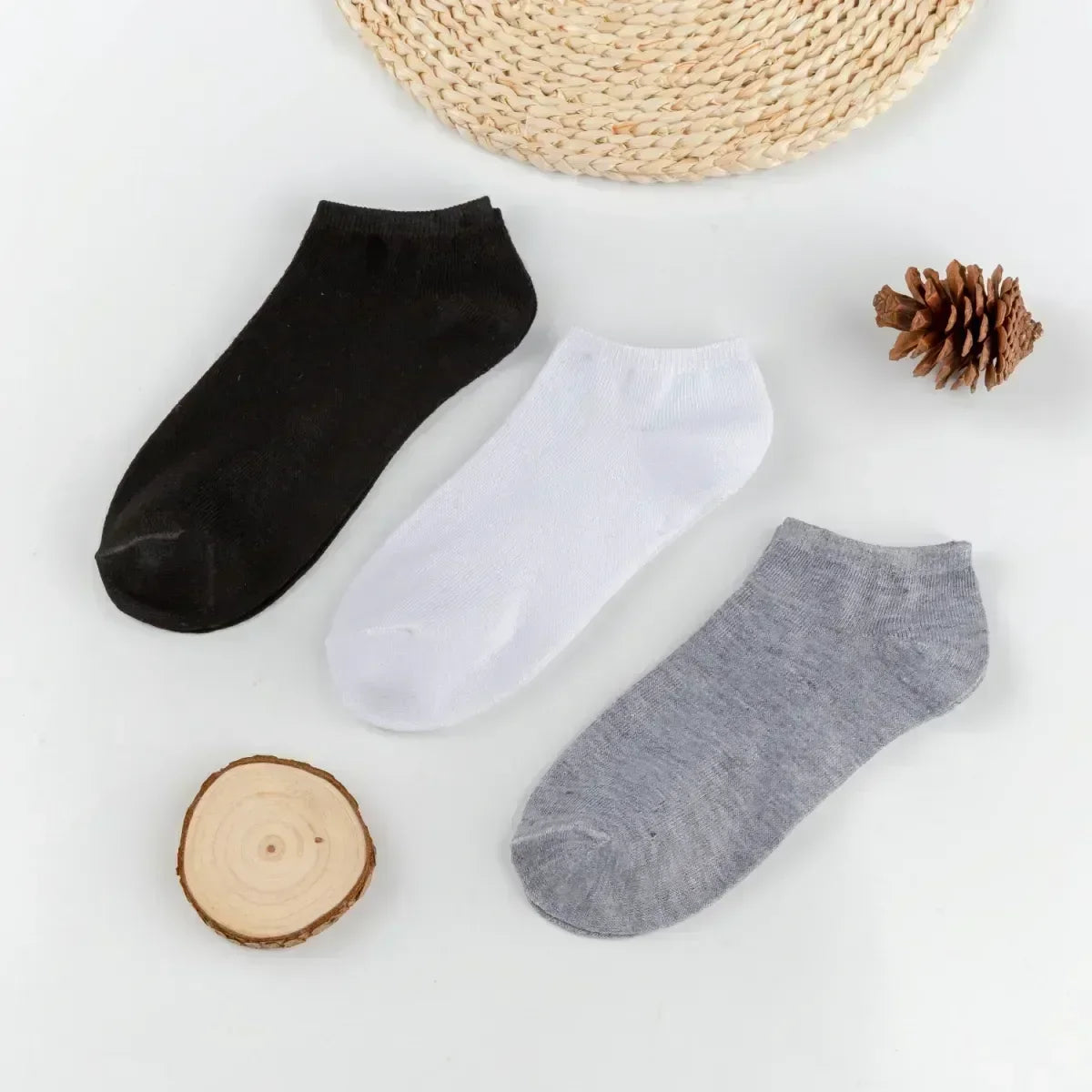 Unisex cotton ankle socks multi-pack mixed colors