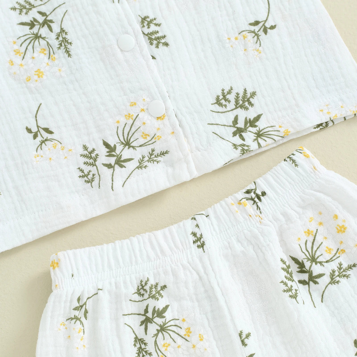 Kids cotton linen pajama set worn by child