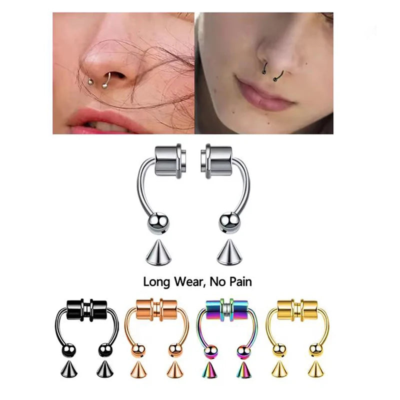 Magnetic faux nose ring worn on model