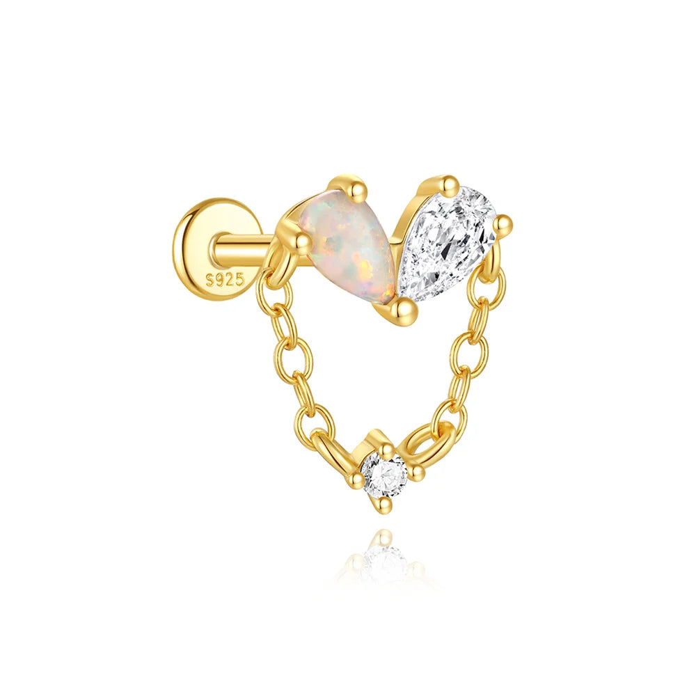 Moonstone geometric stud earrings gold-plated finish