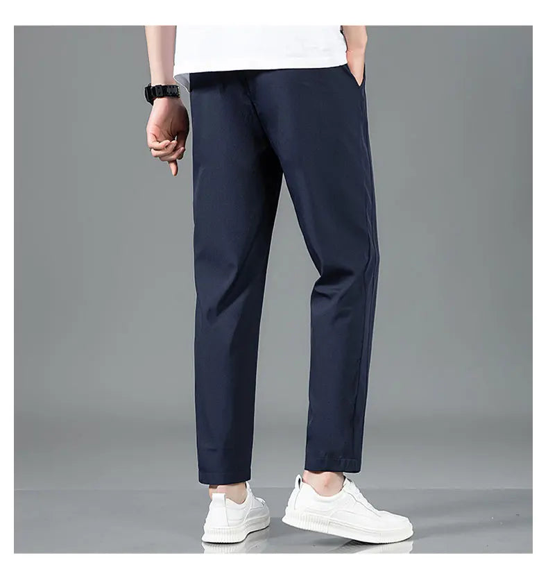 Ice silk straight leg trousers front view gray