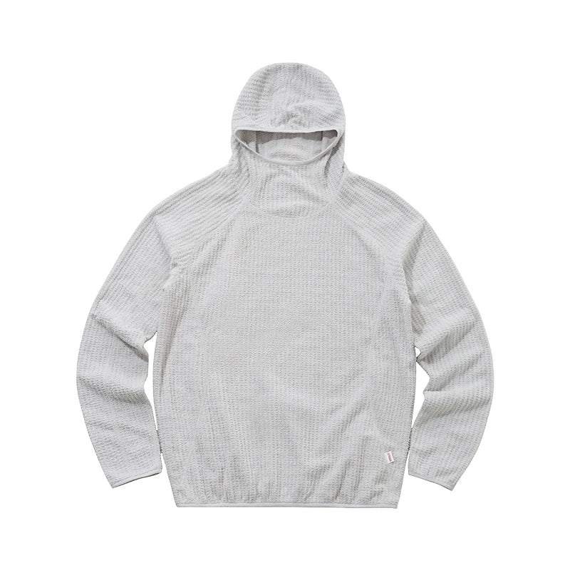 Thermal hooded sweatshirt front view black