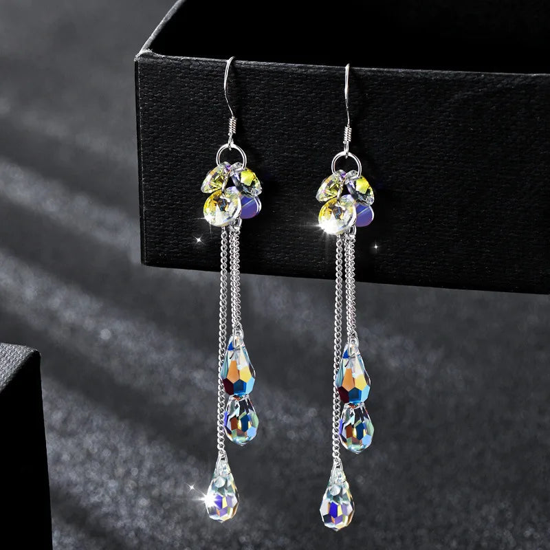 Crystal tassel drop earrings style variety display