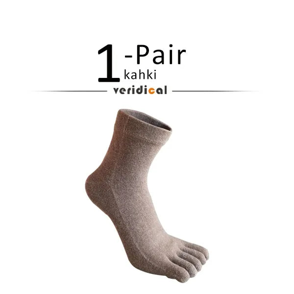 Wool toe socks worn on feet