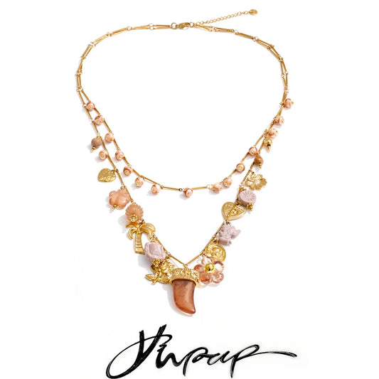 Double-layer resin charm necklace pendant close-up